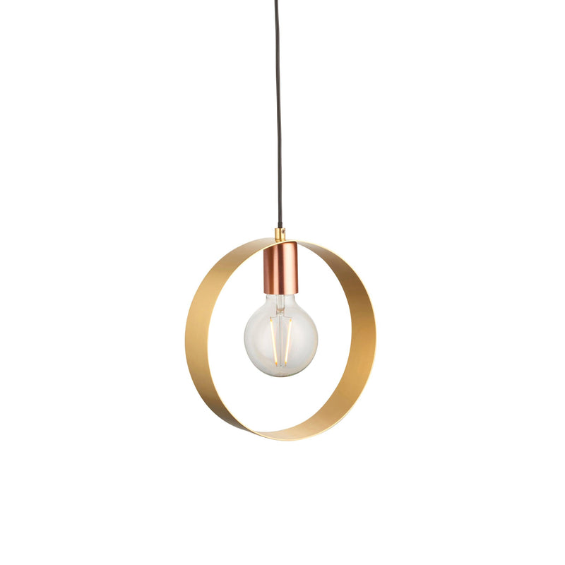 Endon Hoop 1 Light Brass Finish Pendant Ceiling Light-Ceiling Pendant Lights-Endon Lighting-1-Tiffany Lighting Direct