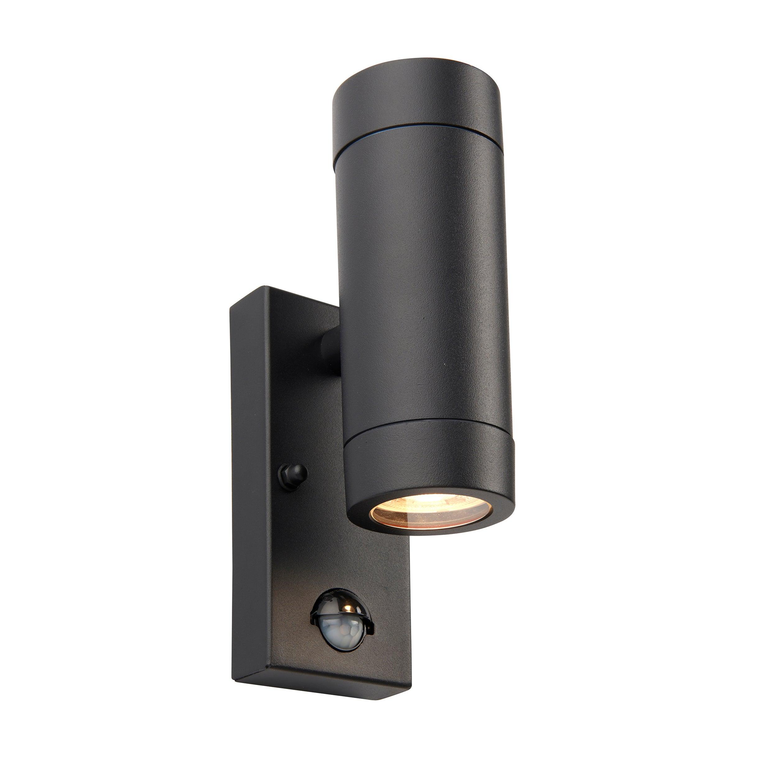 odyssey pir black twin outdoor wall light ip44 7wby saxby lighting