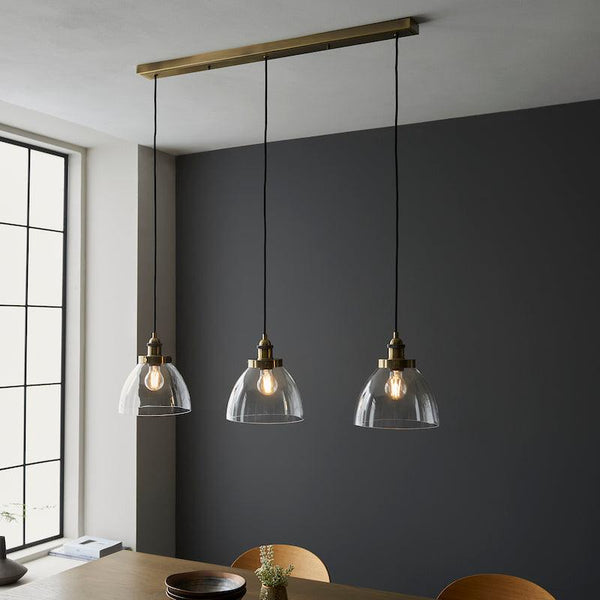 Hansen Linear Brass Ceiling Light by Endon Lighting living room shot