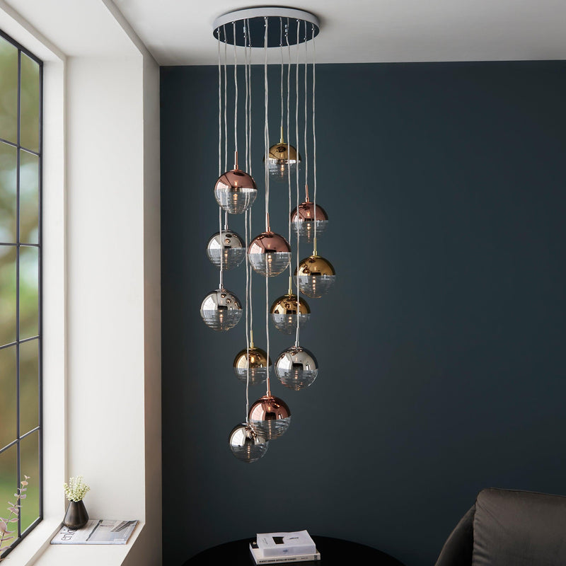 Paloma 12 Light Metallic Cluster Ceiling Pendant-Ceiling Pendant Lights-Endon Lighting-6-Tiffany Lighting Direct