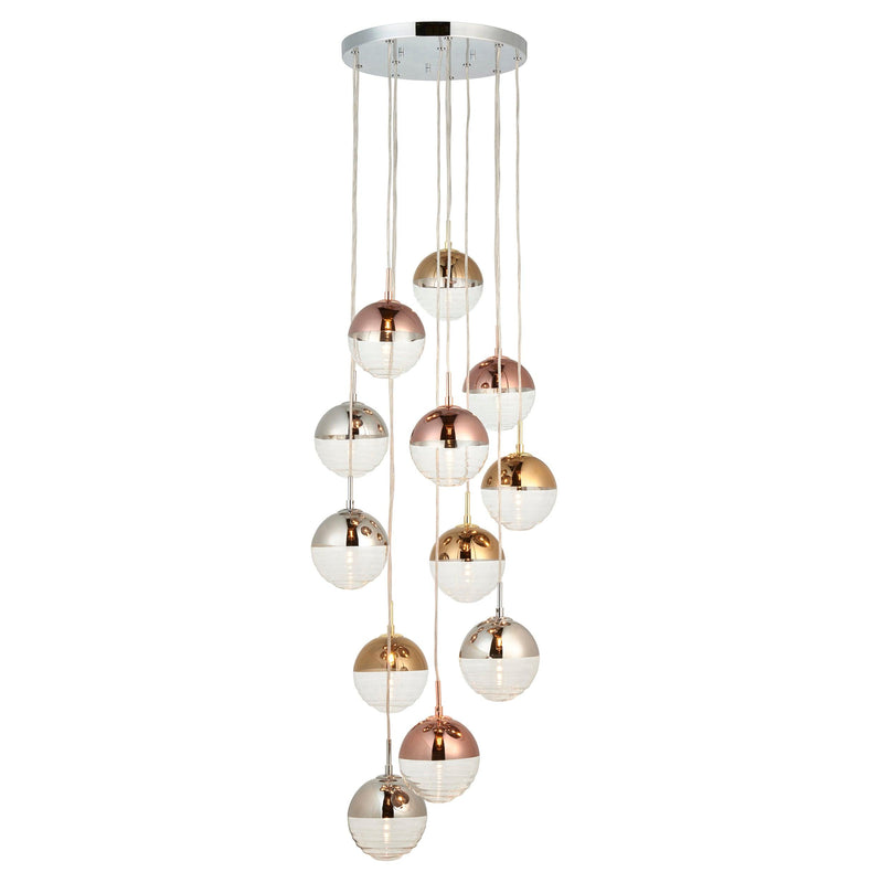 Paloma 12 Light Metallic Cluster Ceiling Pendant-Ceiling Pendant Lights-Endon Lighting-1-Tiffany Lighting Direct