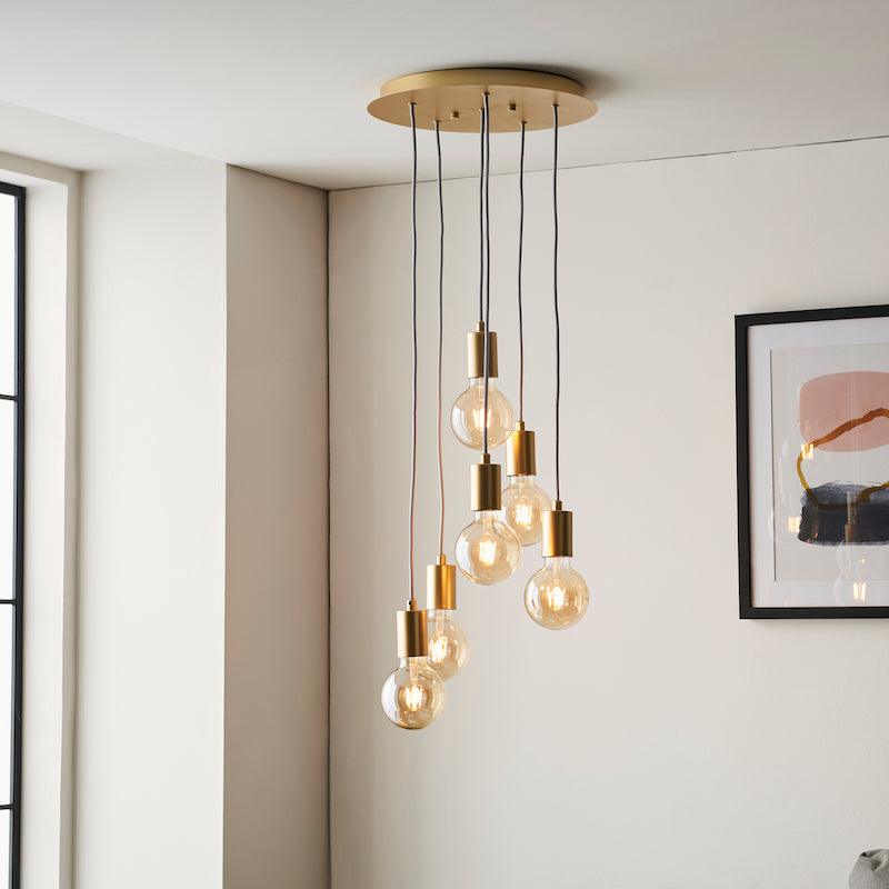 Studio 6 Light Gold Pendant Ceiling Light 98136 setting