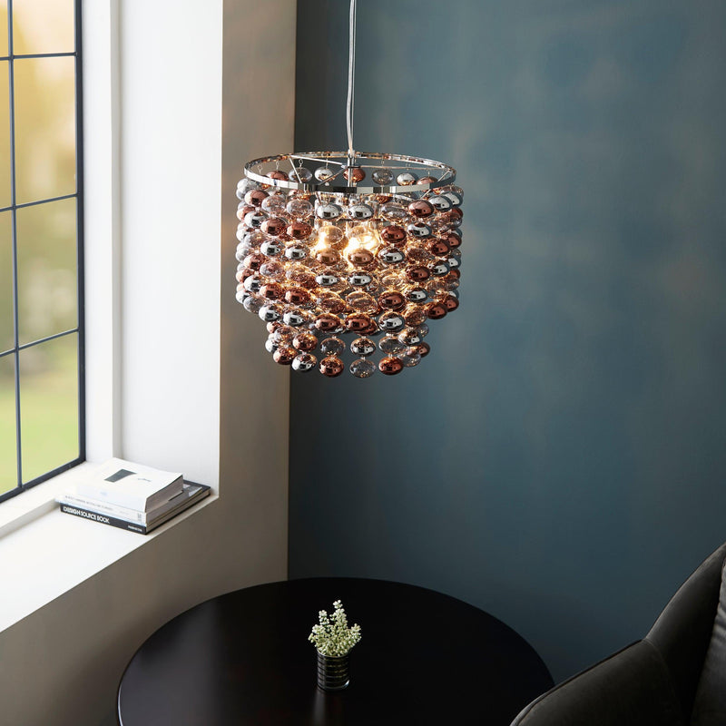 Esme 3 Light Modern Chrome & Smoked Glass Ceiling Pendant-Ceiling Pendant Lights-Endon Lighting-3-Tiffany Lighting Direct