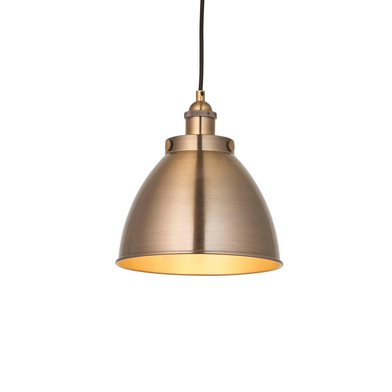 Endon Franklin 1 Light Antique Brass Small Ceiling Pendant-Ceiling Pendant Lights-Endon Lighting-1-Tiffany Lighting Direct