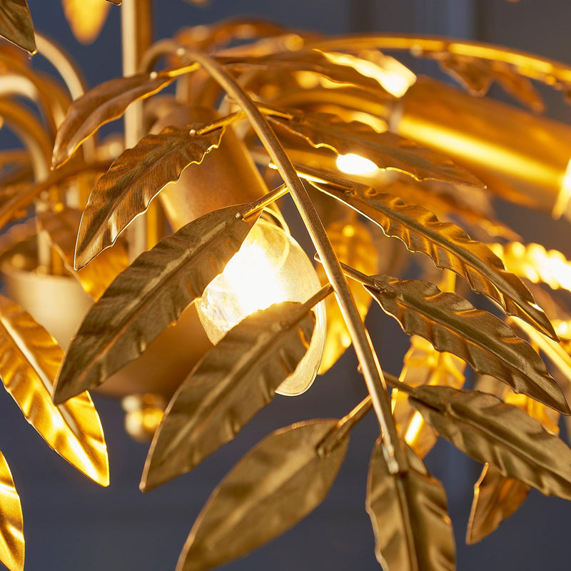 Coppice Large Distressed Gold Palm Leaves Ceiling Pendant-Ceiling Pendant Lights-Living Lights-6-Tiffany Lighting Direct