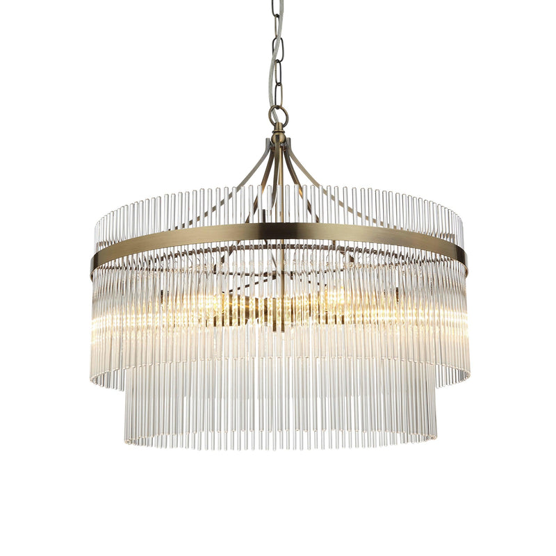 Marietta Brass 5 Light Ceiling Pendant - Glass Rods-Ceiling Pendant Lights-Endon Lighting-6-Tiffany Lighting Direct