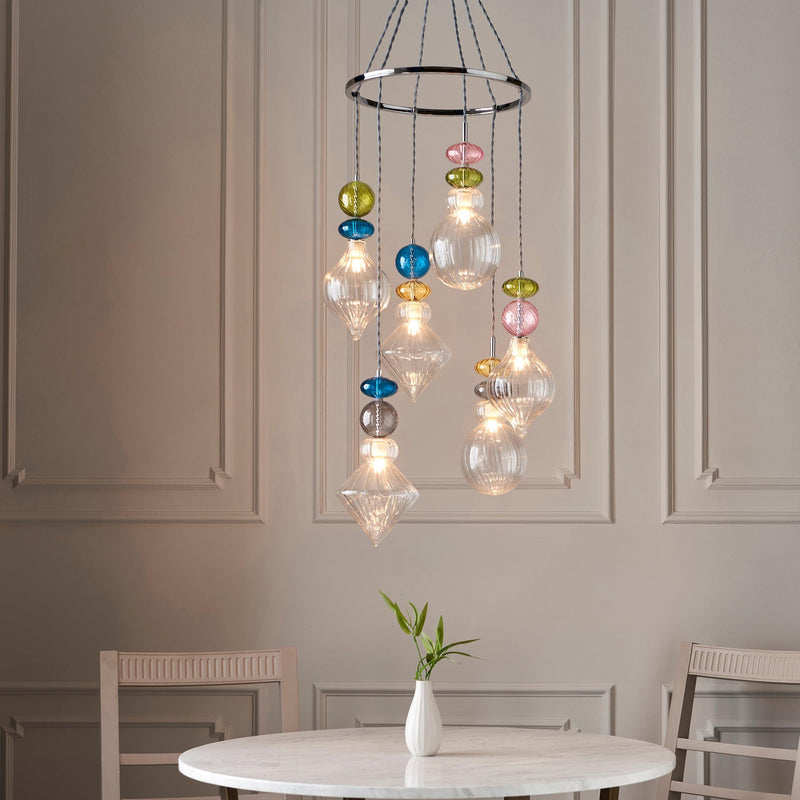 April 6 Light Chrome & Glass Shade Ceiling Pendant-Ceiling Pendant Lights-Endon Lighting-1-Tiffany Lighting Direct