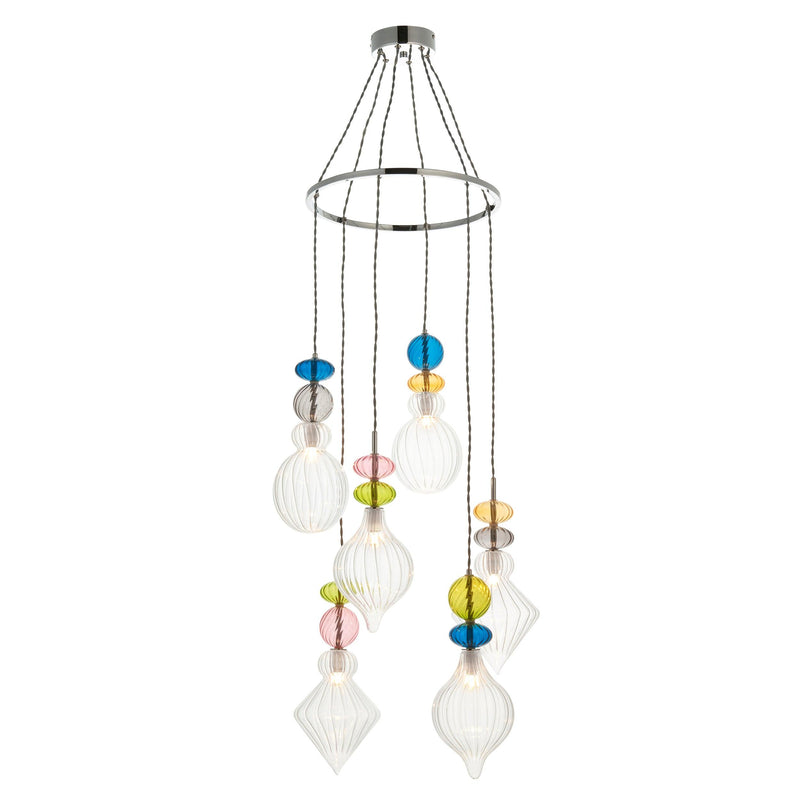 April 6 Light Chrome & Glass Shade Ceiling Pendant-Ceiling Pendant Lights-Endon Lighting-2-Tiffany Lighting Direct