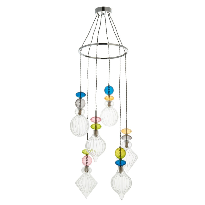 April 6 Light Chrome & Glass Shade Ceiling Pendant-Ceiling Pendant Lights-Endon Lighting-7-Tiffany Lighting Direct