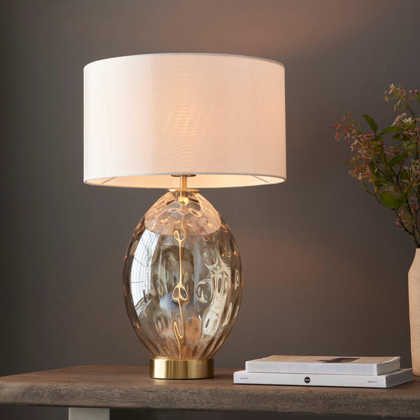 Porter Champagne Glass Touch Table Lamp - Vintage White Shade-Living Lights-Living-Room-Tiffany Lighting Direct-[image-position]