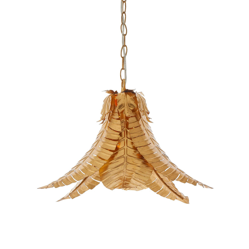 Coppice Distressed Gold Palm Leaves Ceiling Pendant-Ceiling Pendant Lights-Living Lights-1-Tiffany Lighting Direct