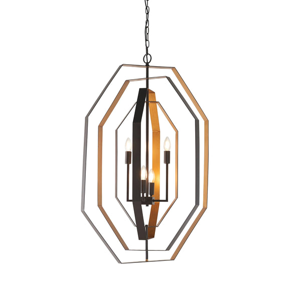 Geometric 4 Light Bronze & Gold Ceiling Pendant-Ceiling Pendant Lights-Living Lights-1-Tiffany Lighting Direct