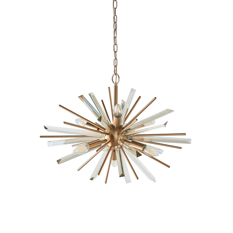 Helios Antique Brass & Prism Glass Shards Pendant Light-Ceiling Pendant Lights-Living Lights-7-Tiffany Lighting Direct