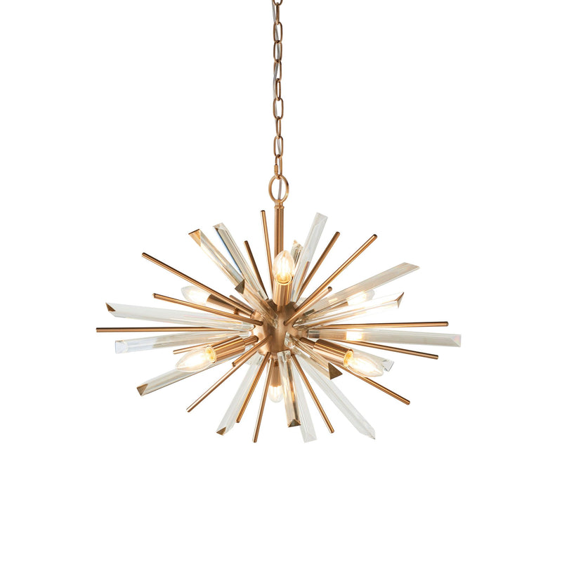 Helios Antique Brass & Prism Glass Shards Pendant Light-Ceiling Pendant Lights-Living Lights-1-Tiffany Lighting Direct