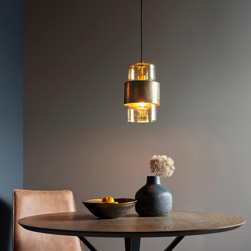 Vauxhall Modern Brass Patina Pendant With Champagne Glass-Ceiling Pendant Lights-Living Lights-2-Tiffany Lighting Direct