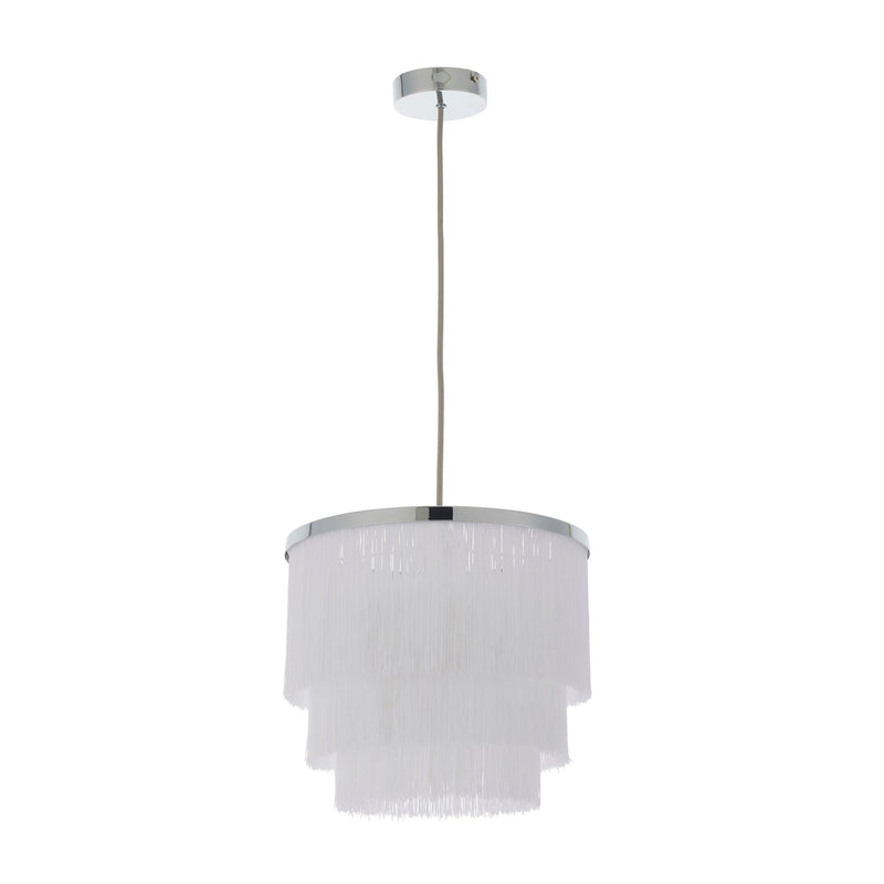 Illinois Chrome Art Deco White Fringe Pendant-Ceiling Pendant Lights-Living Lights-7-Tiffany Lighting Direct