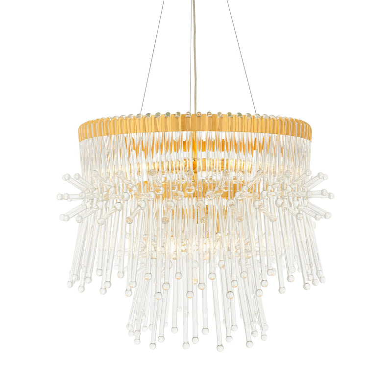 Baronial XL 8 Light Gold Ceiling Pendant With Glass Rods-Ceiling Pendant Lights-Living Lights-1-Tiffany Lighting Direct