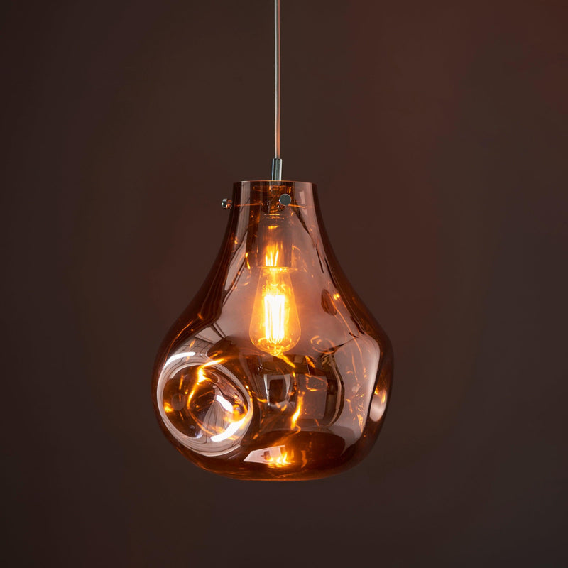 Dazzle Large Blown Copper Glass & Chrome Ceiling Pendant-Ceiling Pendant Lights-Living Lights-2-Tiffany Lighting Direct