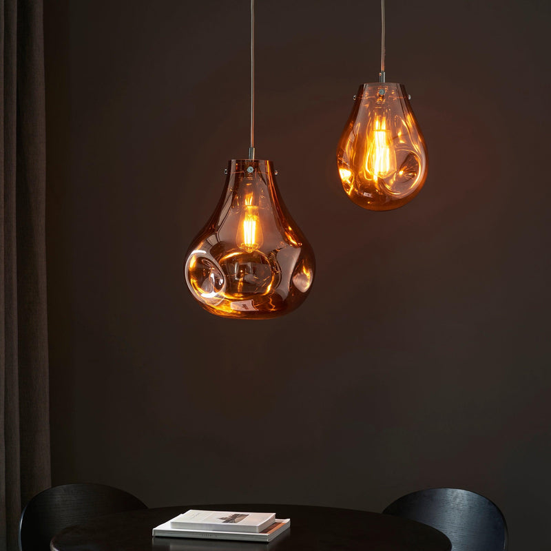 Dazzle Large Blown Copper Glass & Chrome Ceiling Pendant-Ceiling Pendant Lights-Living Lights-4-Tiffany Lighting Direct