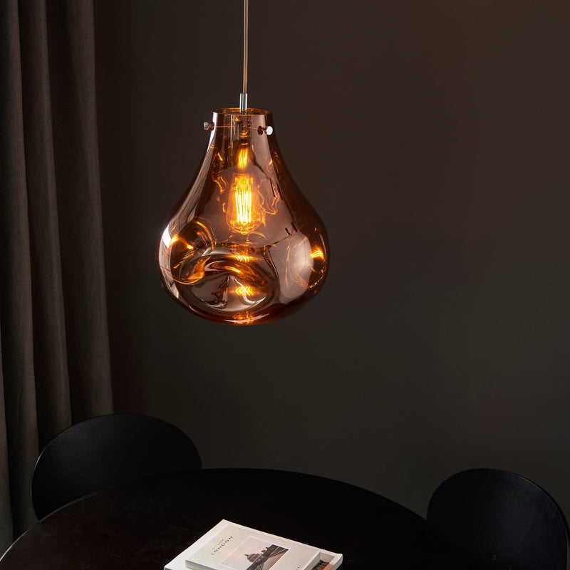 Dazzle Large Blown Copper Glass & Chrome Ceiling Pendant-Ceiling Pendant Lights-Living Lights-6-Tiffany Lighting Direct