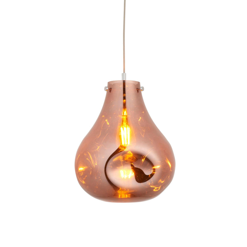 Dazzle Large Blown Copper Glass & Chrome Ceiling Pendant-Ceiling Pendant Lights-Living Lights-1-Tiffany Lighting Direct