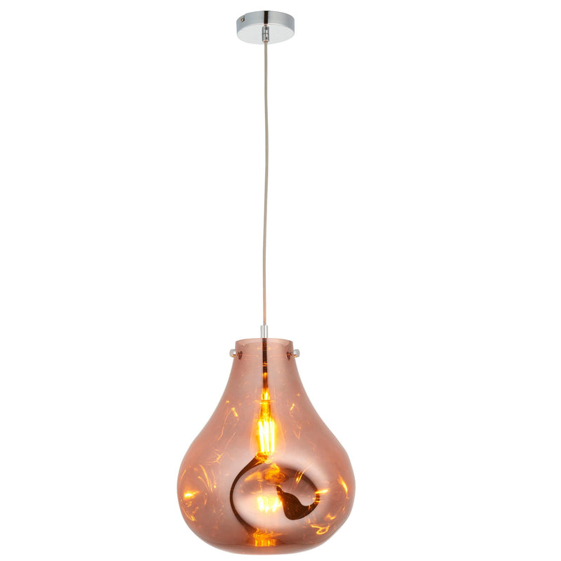 Dazzle Large Blown Copper Glass & Chrome Ceiling Pendant-Ceiling Pendant Lights-Living Lights-9-Tiffany Lighting Direct