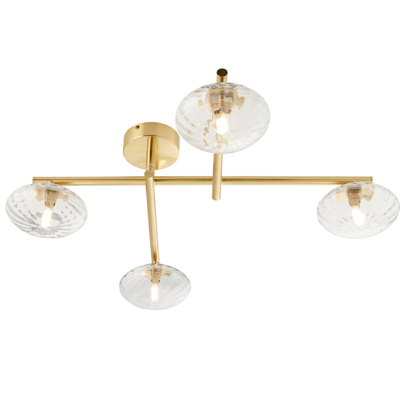 Trocadero 5 Light Brass Bathroom Semi-Flush - Glass Shades