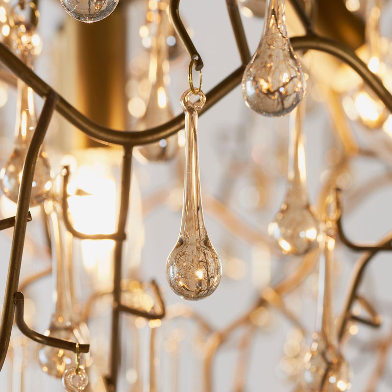 Hampshire 4 Light Gold Pendant With Glass Teardrops-Ceiling Pendant Lights-Living Lights-6-Tiffany Lighting Direct