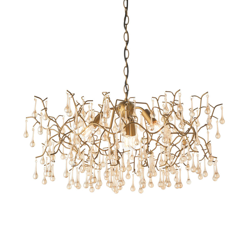 Hampshire 4 Light Gold Pendant With Glass Teardrops-Ceiling Pendant Lights-Living Lights-1-Tiffany Lighting Direct