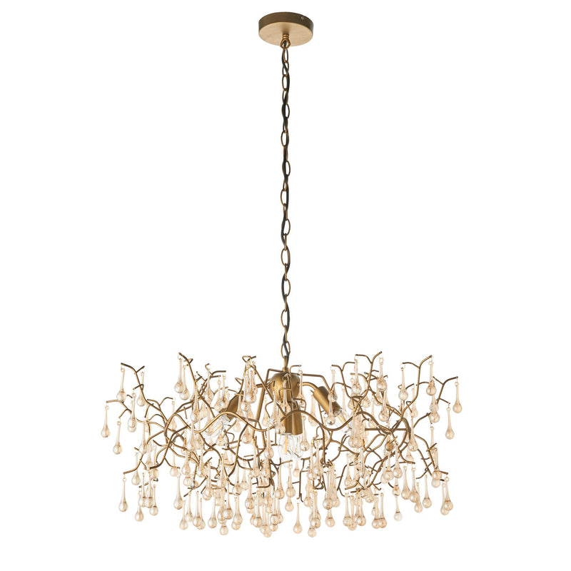 Hampshire 4 Light Gold Pendant With Glass Teardrops-Ceiling Pendant Lights-Living Lights-8-Tiffany Lighting Direct