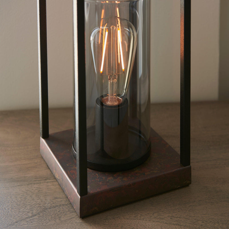 Solihull Bronze & Black Frame Table Lamp - Tinted Glass Shade-Living Lights-Living-Room-Tiffany Lighting Direct-[image-position]