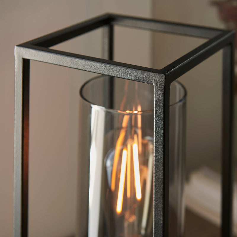 Solihull Bronze & Black Frame Table Lamp - Tinted Glass Shade-Living Lights-Living-Room-Tiffany Lighting Direct-[image-position]