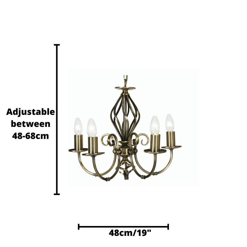 Oaks Tuscany Antique Brass Finish 5 Light Chandelier-Oaks Lighting-2-Tiffany Lighting Direct