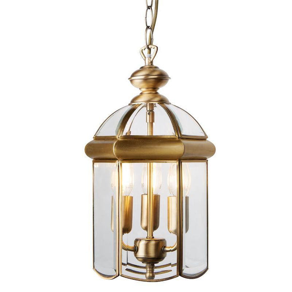 Antique Brass Domed 3 Light Lantern Ceiling Light-Ceiling Pendant Lights-Searchlight Lighting-1-Tiffany Lighting Direct