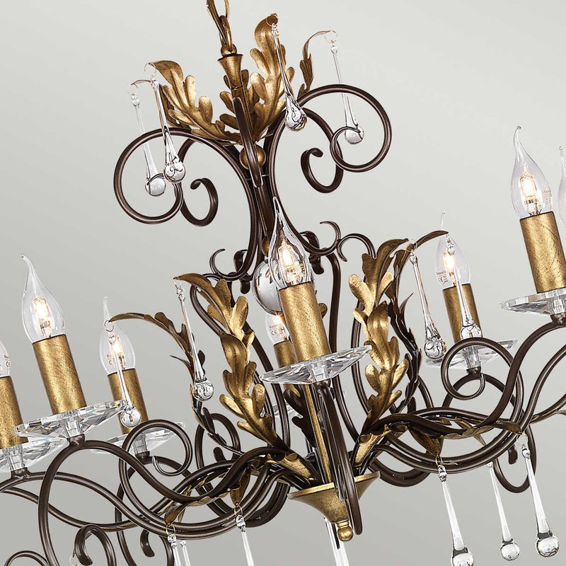 Elstead Amarilli 10 Light Bronze & Gold Chandelier-Elstead Lighting-4-Tiffany Lighting Direct