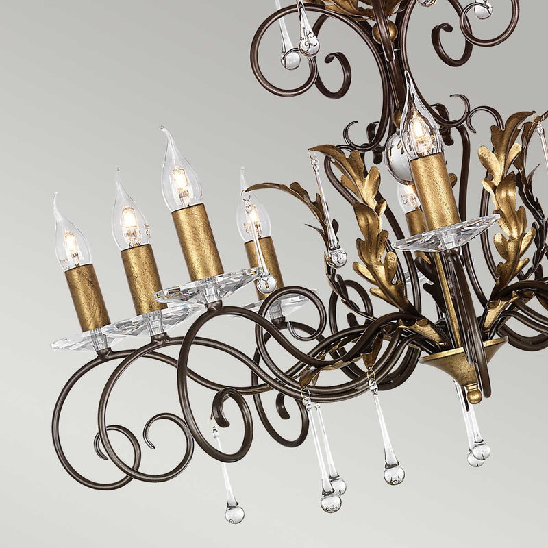 Elstead Amarilli 10 Light Bronze & Gold Chandelier-Elstead Lighting-5-Tiffany Lighting Direct