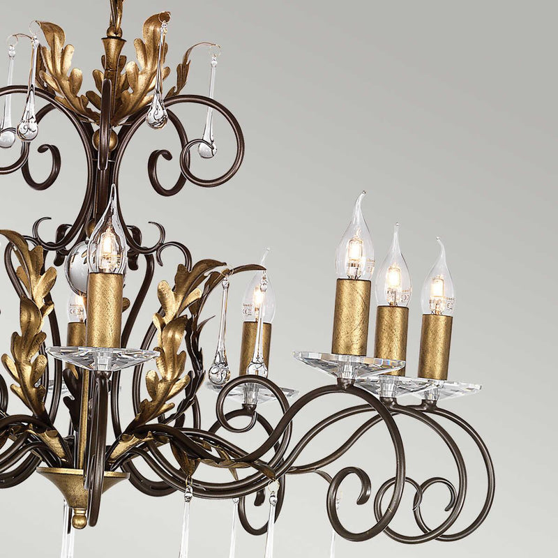 Elstead Amarilli 10 Light Bronze & Gold Chandelier-Elstead Lighting-6-Tiffany Lighting Direct