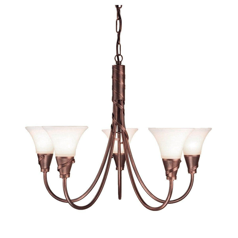 Art Deco Ceiling Lights - Emily Copper Patina Finish 5 Light Chandelier EM5 CP