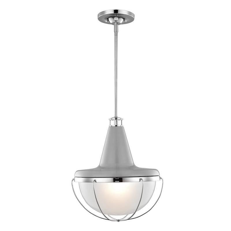 Art Deco Ceiling Lights - Feiss Livingston High Gloss Gray And Polished Nickel Finish Pendant Ceiling Light FE/LIVINGSTN/P/M