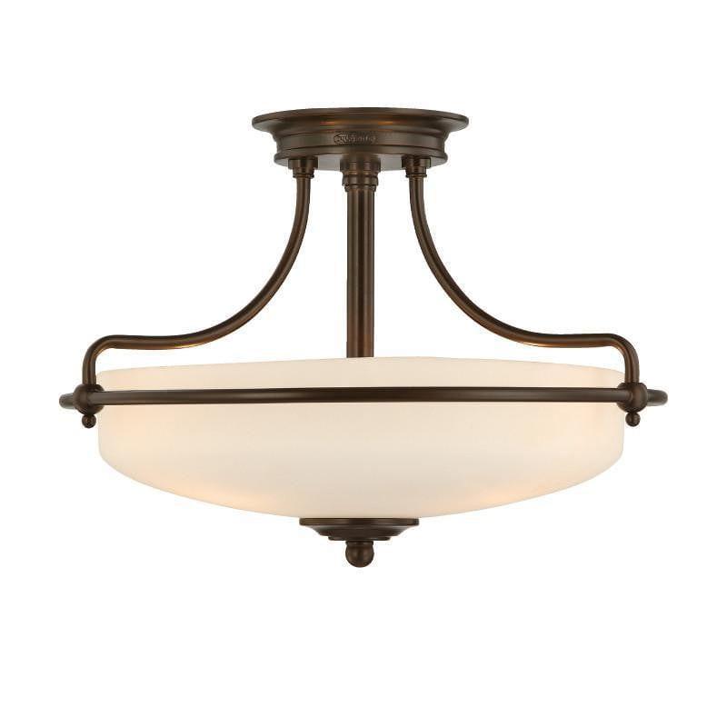 Art Deco Flush & Semi Flush - Quoizel Griffin Polished Palladian Bronze Finish 3 Light Semi Flush Ceiling Light QZ/GRIFFIN/SFSPN