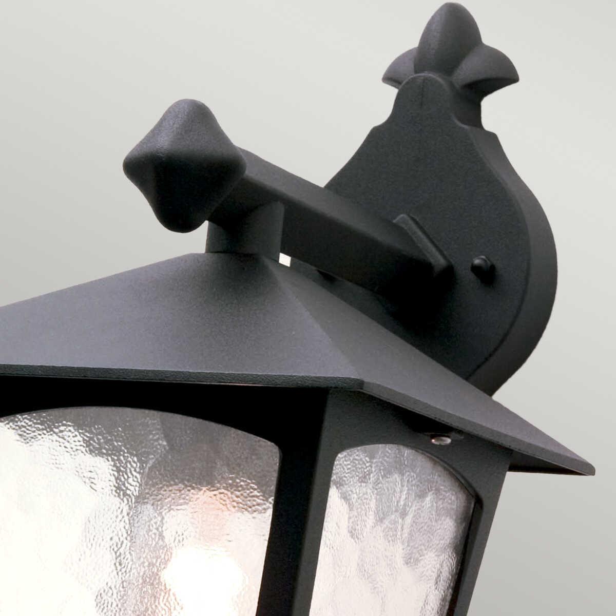 elstead york black finish outdoor downlighter wall lantern Detailed Close Up