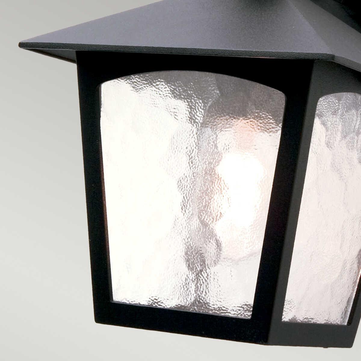 elstead york black finish outdoor downlighter wall lantern Close Up LED Bulb