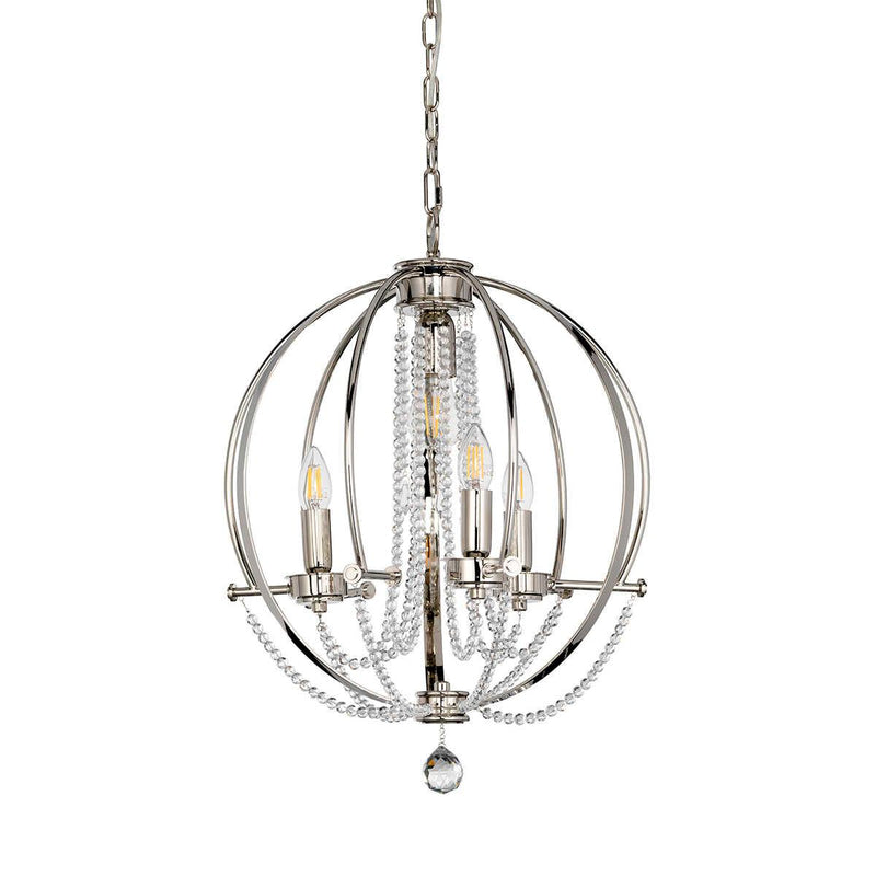 Elstead Cassie 4 Light Chandelier - Polished Nickel-Elstead Lighting-6-Tiffany Lighting Direct