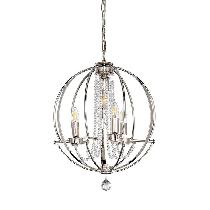 Elstead Cassie 4 Light Chandelier - Polished Nickel-Elstead Lighting-7-Tiffany Lighting Direct