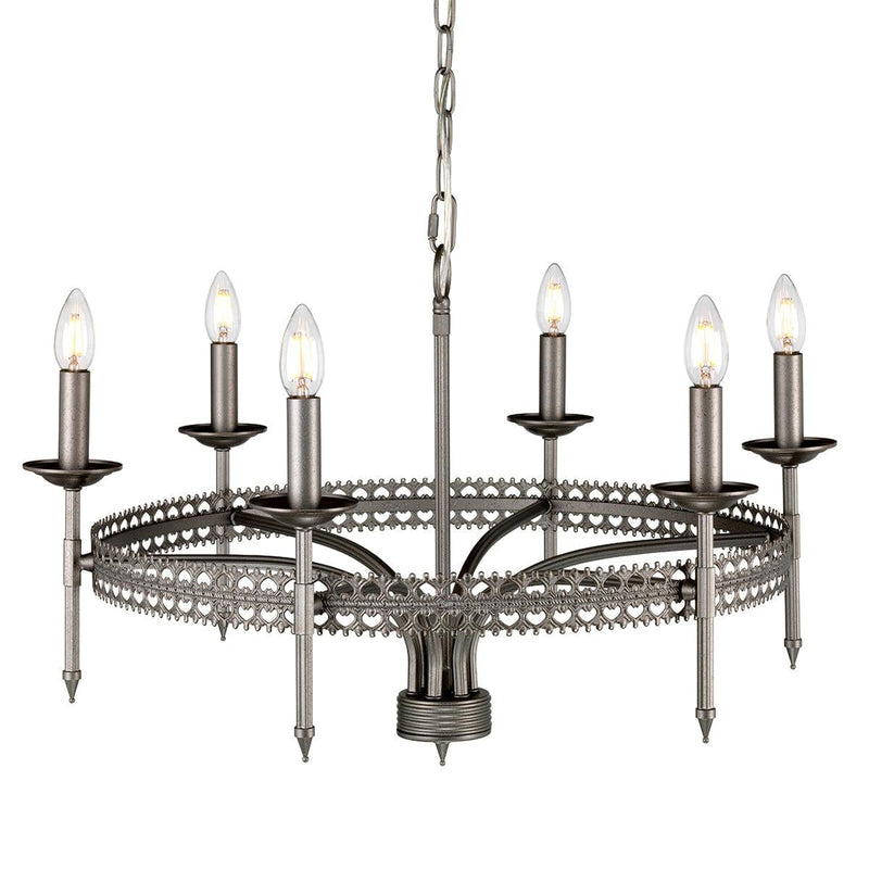 Elstead Lighting Crown 6 Light Silver Chandelier Ceiling Light-Elstead Lighting-1-Tiffany Lighting Direct