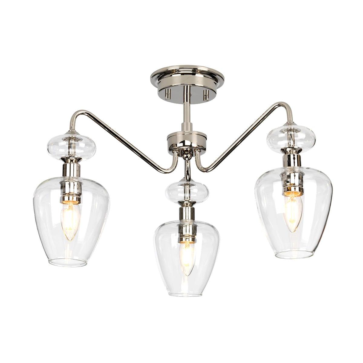 Armand 3 Light Semi Flush Polished Nickel Ceiling Light Living room Image