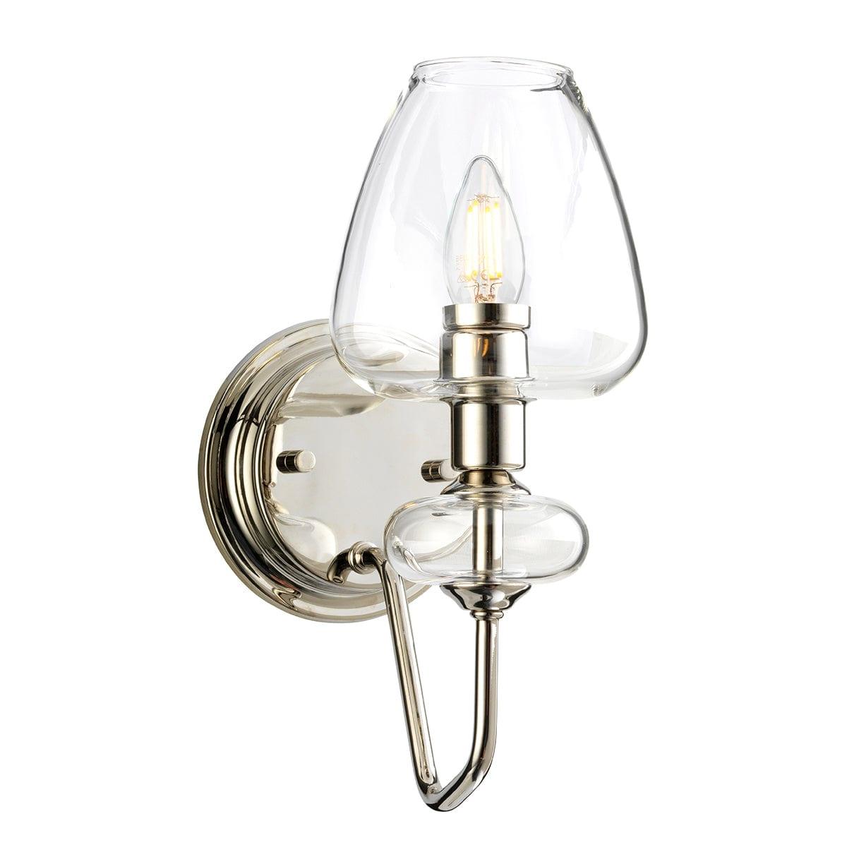 armand 1 light polished nickel wall light elstead lighting