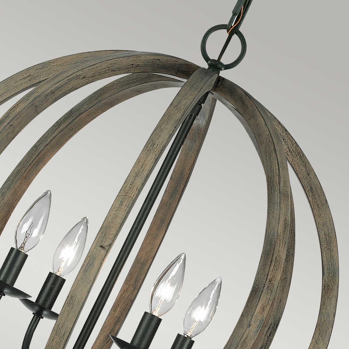 Feiss Allier Ceiling Lantern 4 Light Wood Finish-Ceiling Pendant Lights-Elstead Lighting-7-Tiffany Lighting Direct