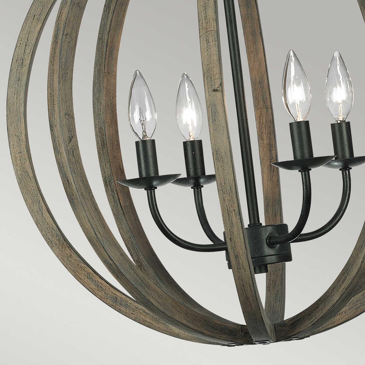 Feiss Allier Ceiling Lantern 4 Light Wood Finish-Ceiling Pendant Lights-Elstead Lighting-2-Tiffany Lighting Direct