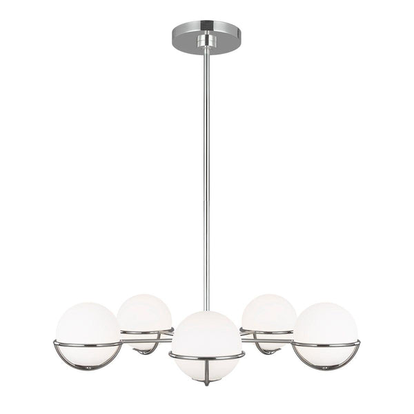 Feiss Apollo 5 Light Chandelier - Polished Nickel-Elstead Lighting-1-Tiffany Lighting Direct